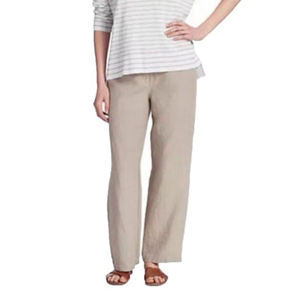 Eileen fisher 2X straight leg 100% linen pants tan taupe plus size 0732 relaxed